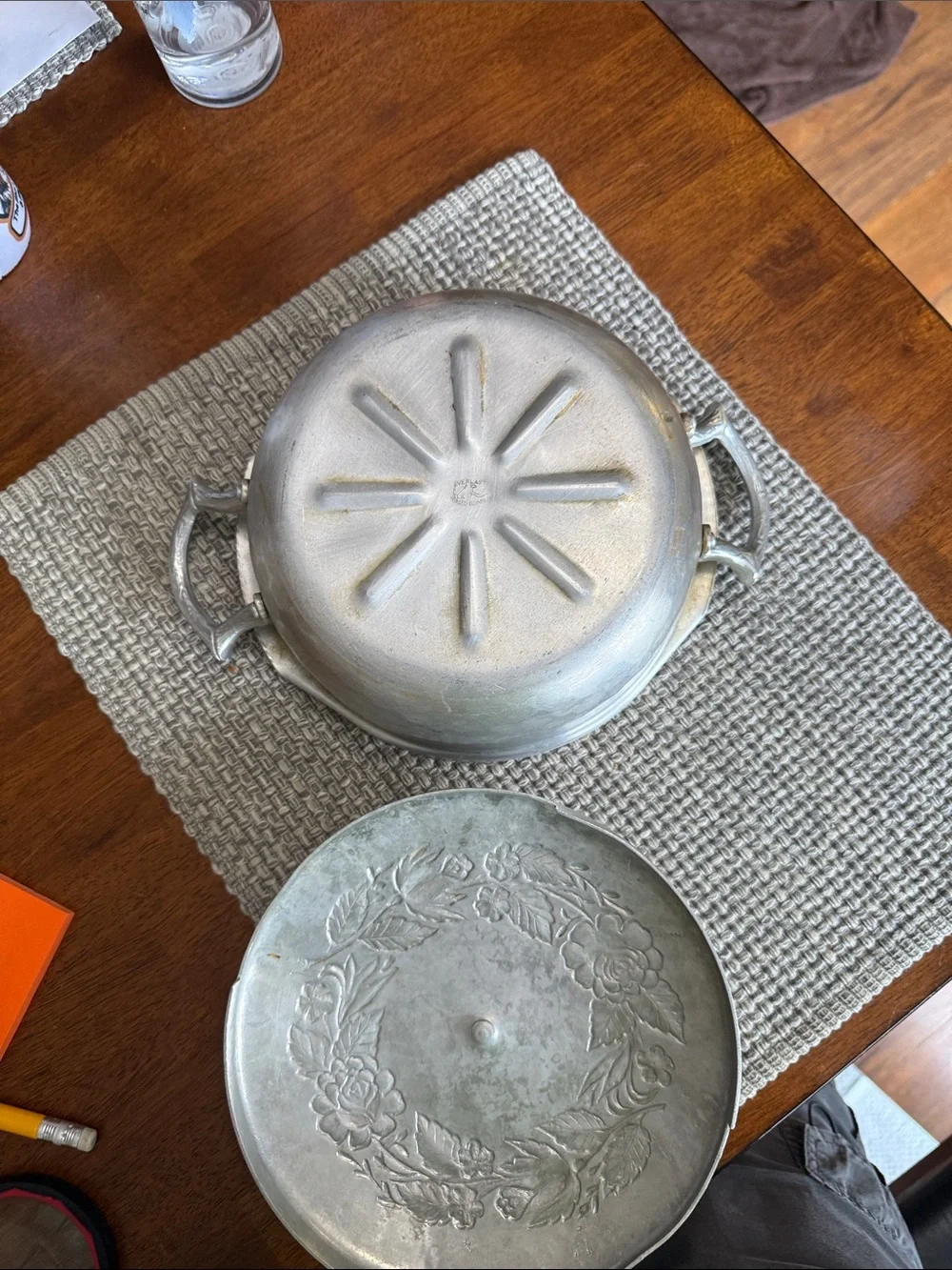Silver Decorative Covered Casserole Pot - Elegant Floral Design